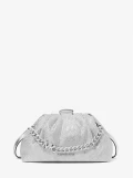 Michael Kors Nola Crystal Embellished Metallic Crossbody Bag - 35F4S7NC1S / Silver - 25 x 15 x 5 cm
