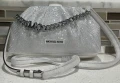 Michael Kors Nola Crystal Embellished Metallic Crossbody Bag - 35F4S7NC1S / Silver - 25 x 15 x 5 cm