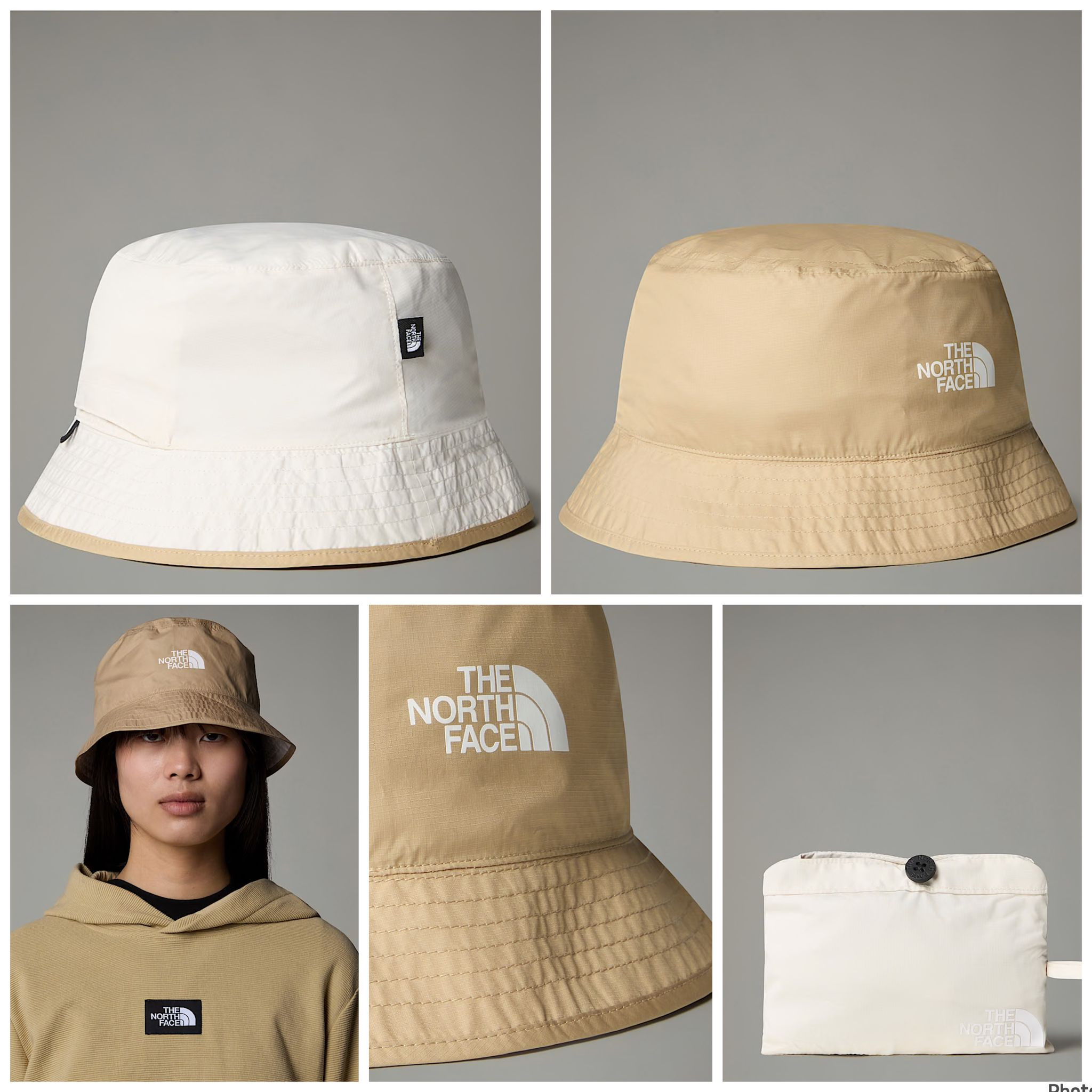 The North Face Sun Stash Hat Khaki Stone/White Dune - Size S/M