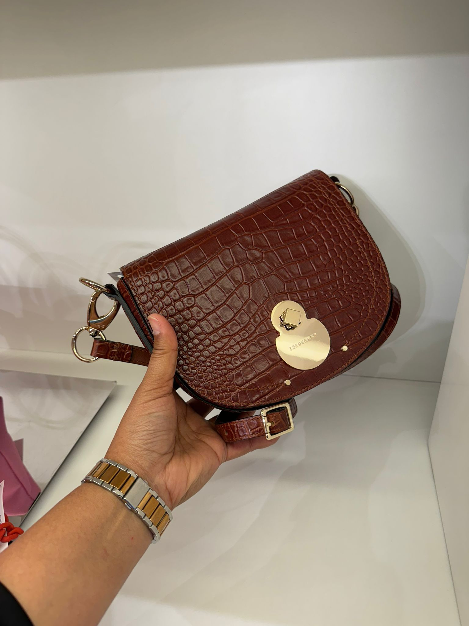 Longchamp Cavalcade Crossbody - Croco Cognac - L1395HSK504 / 20 x 16 x 6 cm