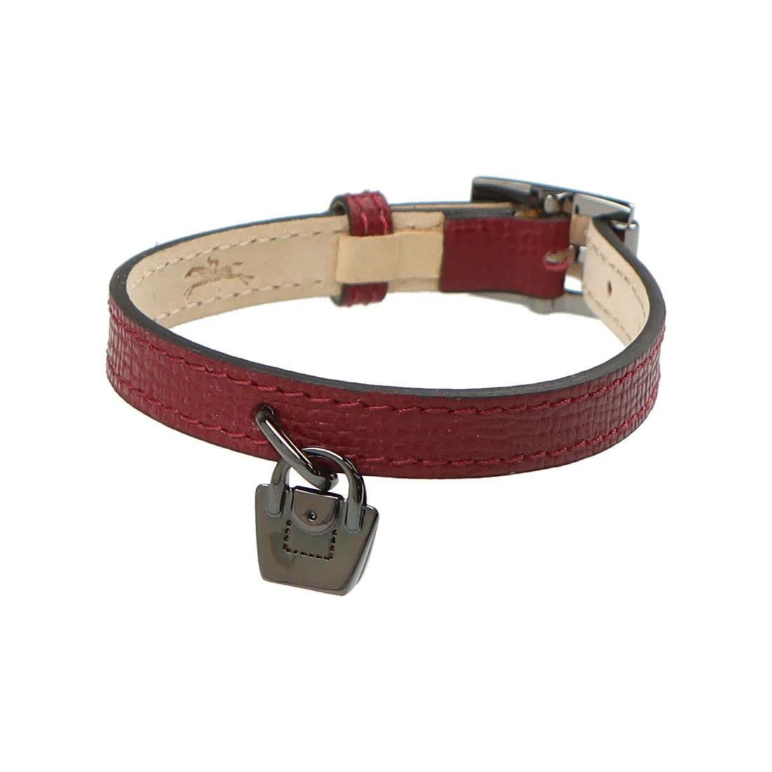 Longchamp Leather Bracelet - Maroon - 21CM