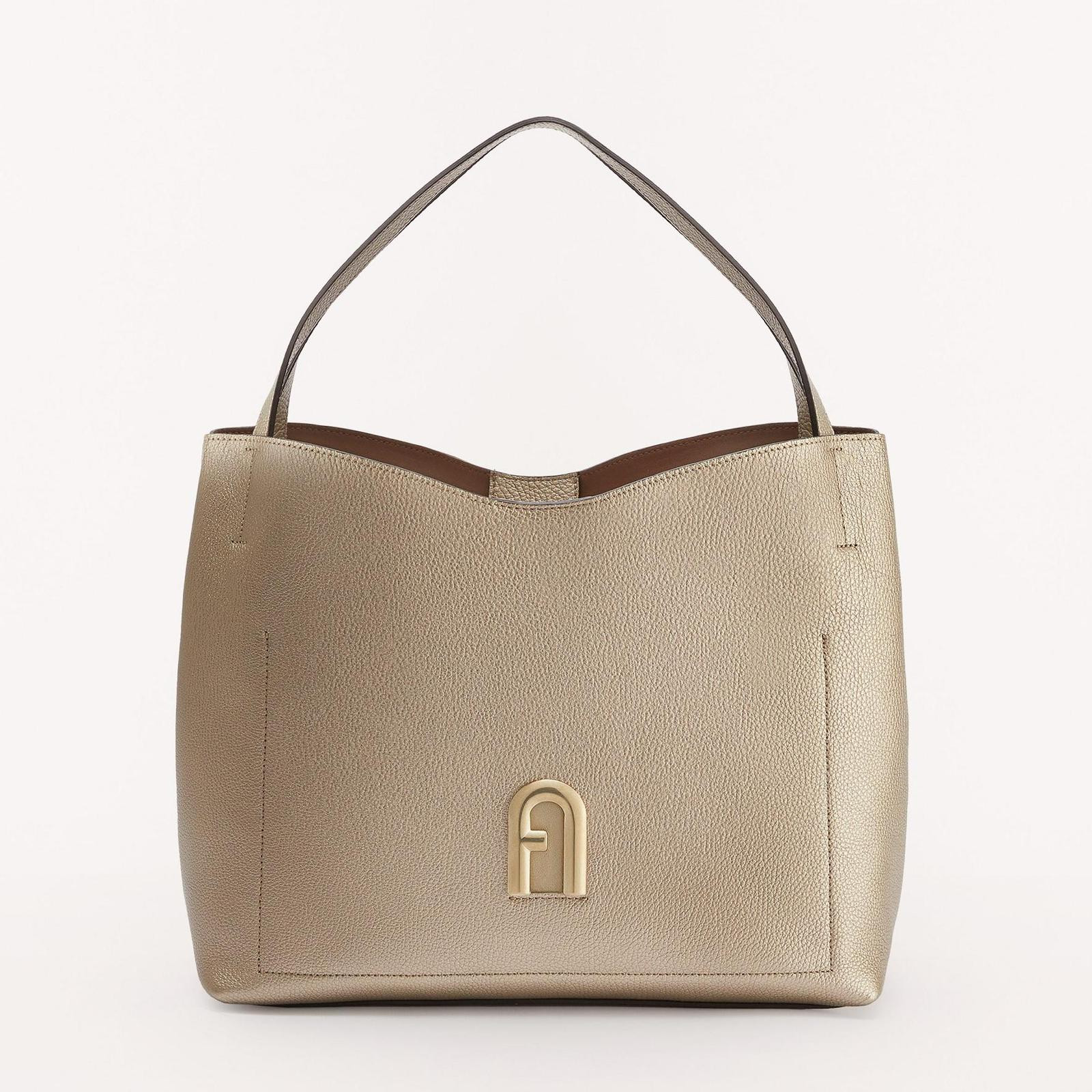 FURLA PRIMULA HOBO - TAUPE METAL - 34 X 30 X 12 CM