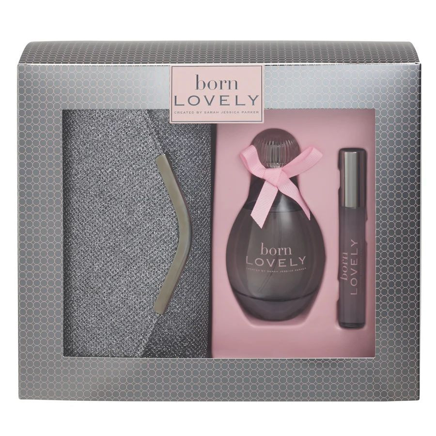 SARAH JESSICA PARKER Born Lovely Perfume - Black - 100 ml EDP / 10 ml EDP Rollerball / Clutch Bag 18 x 10 cm