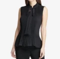 DKNY BLOUSE - PLEATED BLACK - SIZE L