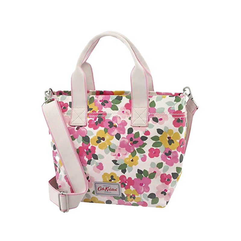 CATH KIDSTON CASUAL TOTE SMALL WITH LONG STRAP - PAINTED PANSIES - 927772