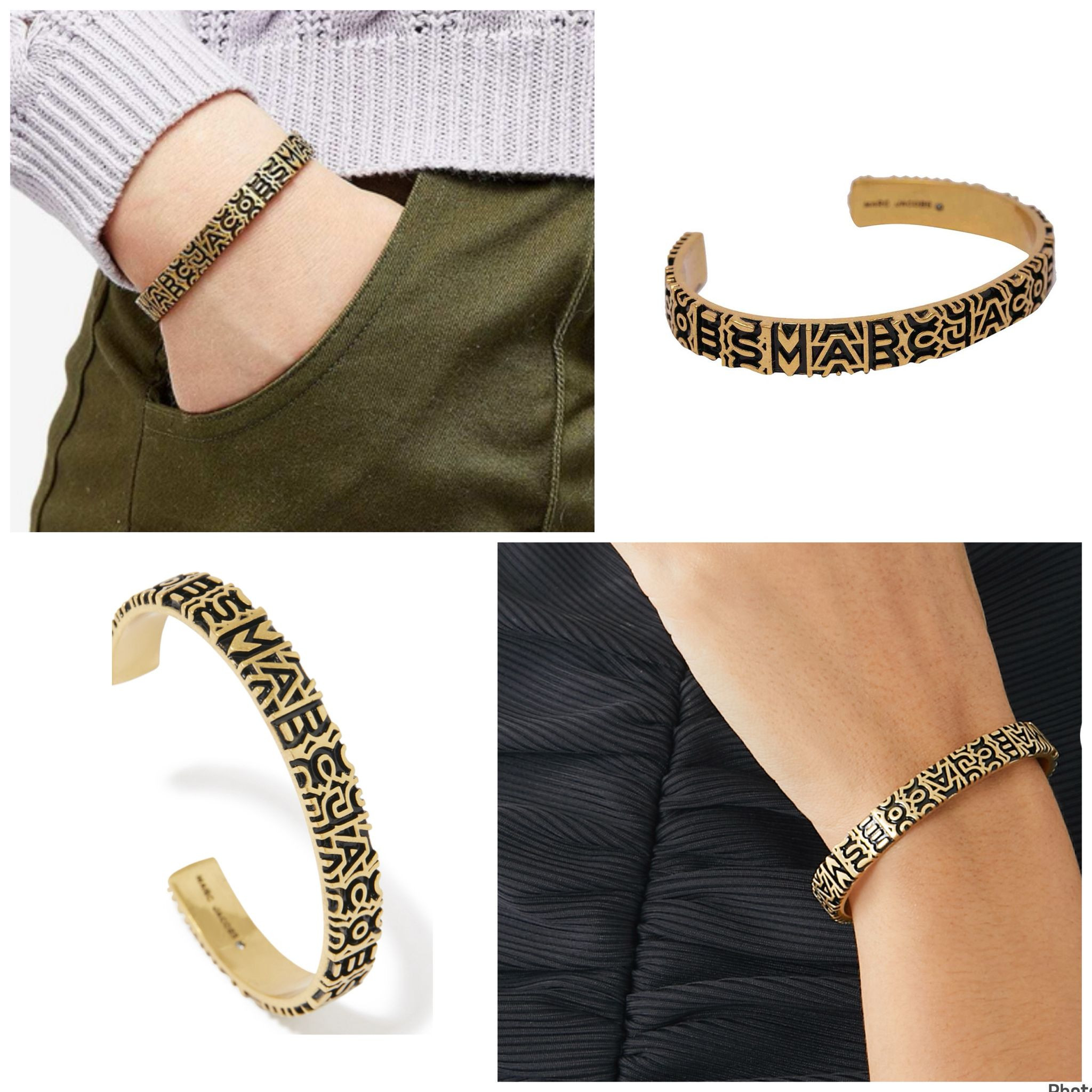MARC JACOBS MONOGRAM ENGRAVED BRACELET - AGED GOLD - ONE SIZE
