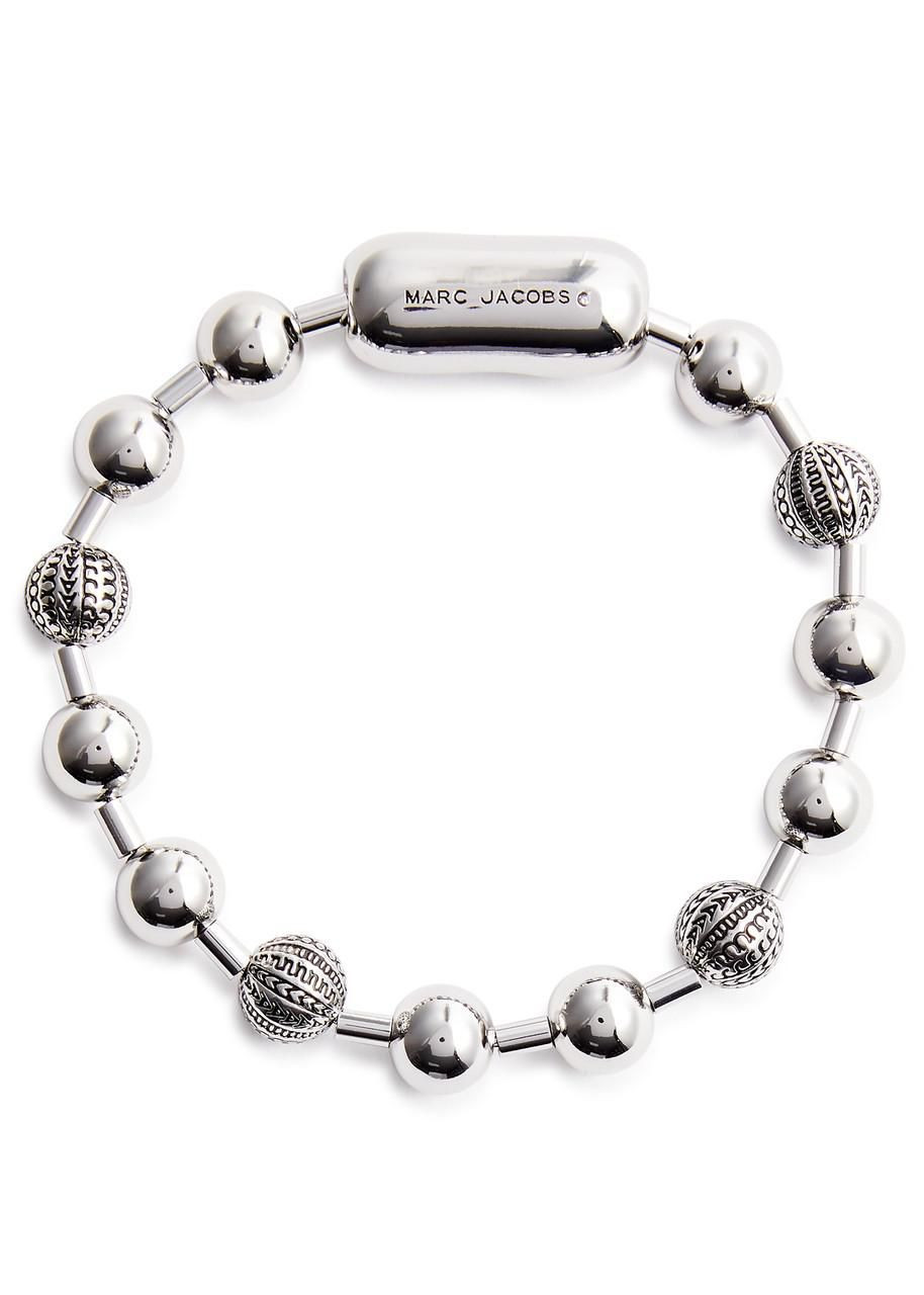 Marc Jacobs Monogram Ball Chain Bracelet - Light Antique Silver - Size XS/S