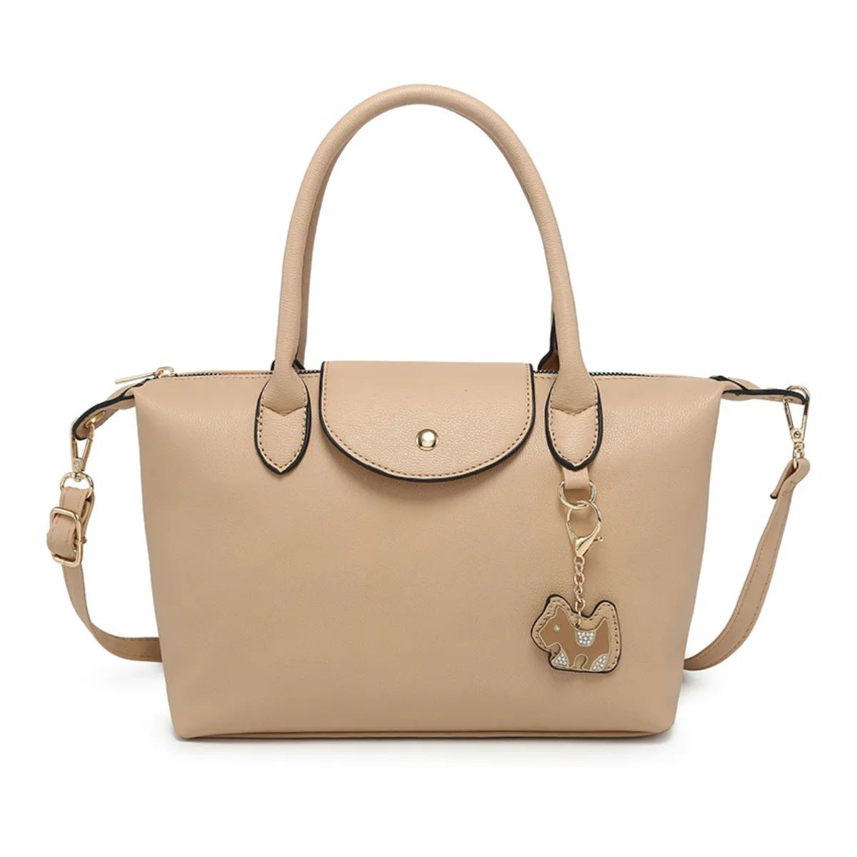 Kitise Top Handle With Long Strap - Apricot Beige - Medium / 30 x 18 x 10 cm