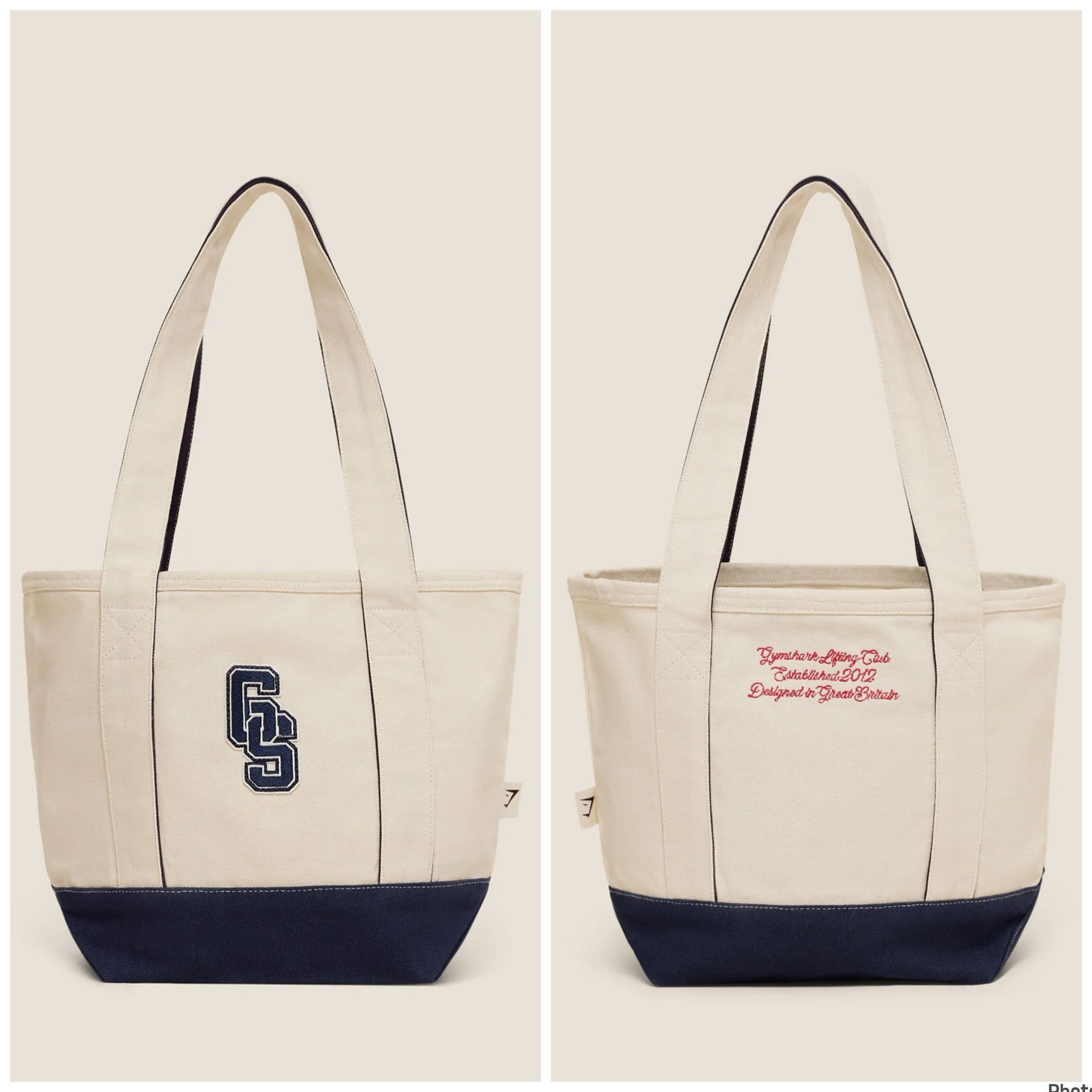 GYMSHARK Tote - Heavy Blue/Oat White/Athletic - 30 x 23 x 13.5 cm