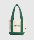 GYMSHARK COLLEGIATE TOTE - OAT WHITE/CLASSIC GREEN - MINI / 30 X 20 X 11.5 CM
