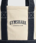 GYMSHARK Collegiate Tote - Oat white/ Heavy Blue - Mini / 30 x 20 x 11.5 cm