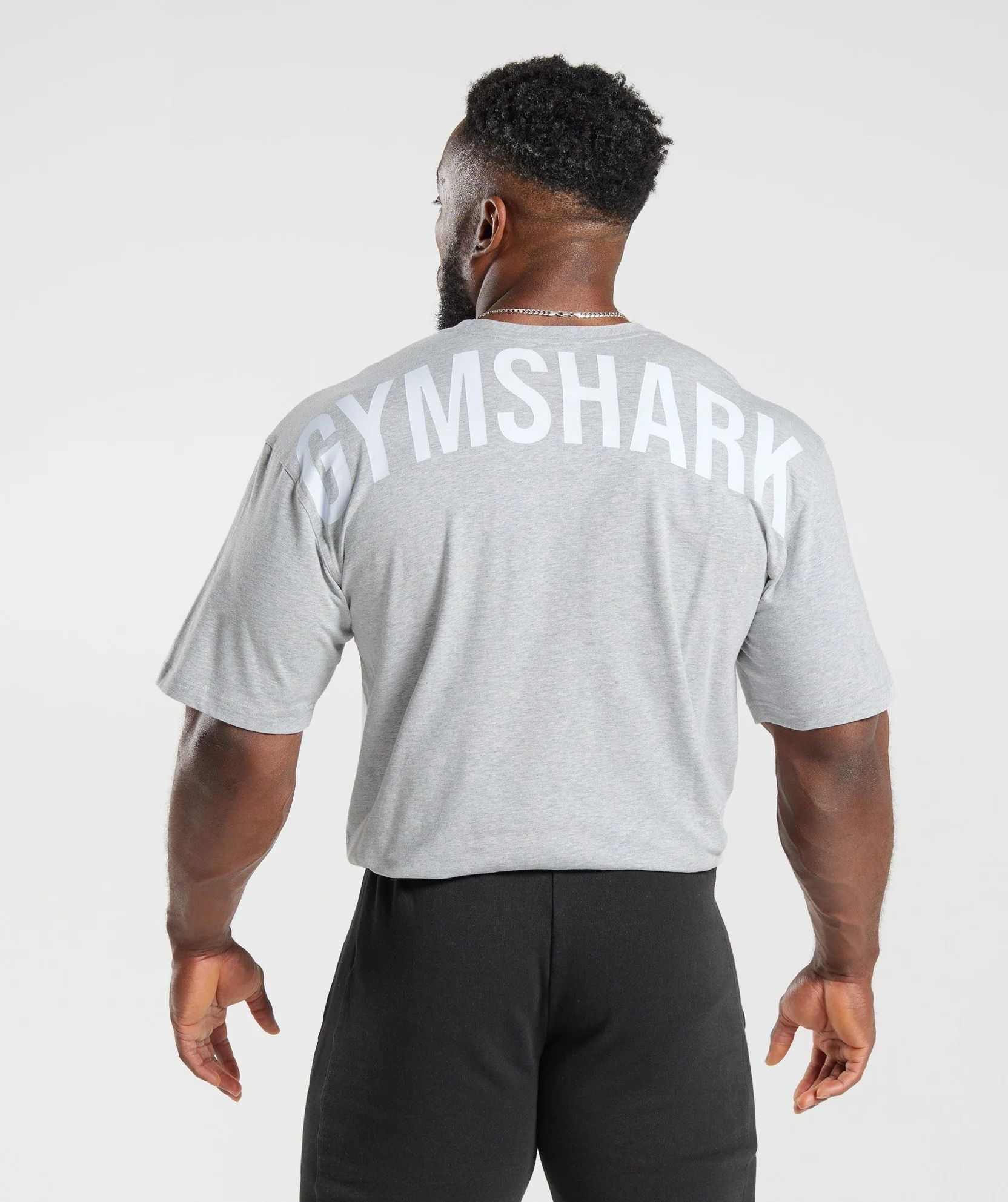 GYMSHARK Power TShirt - Light Grey Core Marl - Size L