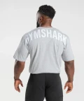 GYMSHARK POWER TSHIRT - LIGHT GREY CORE MARL - SIZE L