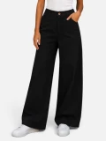 Women Wide Leg - Half Elastic Black - Size 36