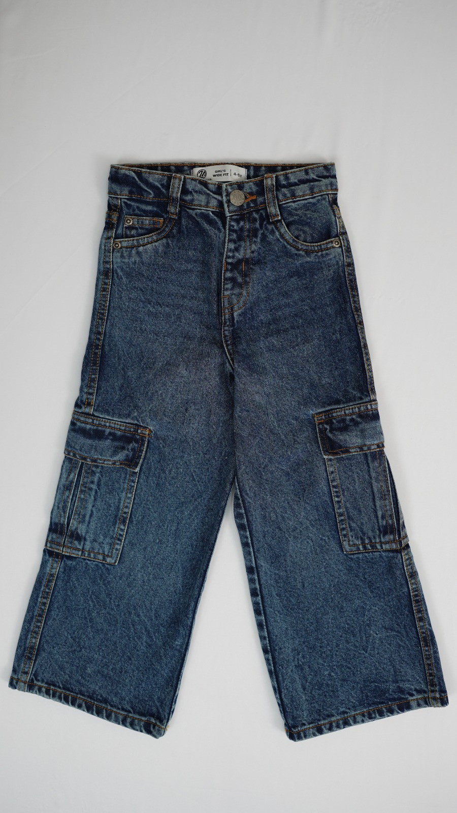 Girls Cargo Wide Leg - Dark Blue - Size 7-8 yrs
