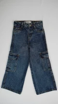 GIRLS CARGO WIDE LEG - DARK BLUE - SIZE 7-8 YRS
