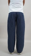 Women Wide Leg Stripe - BLK/WHT - W34/L30