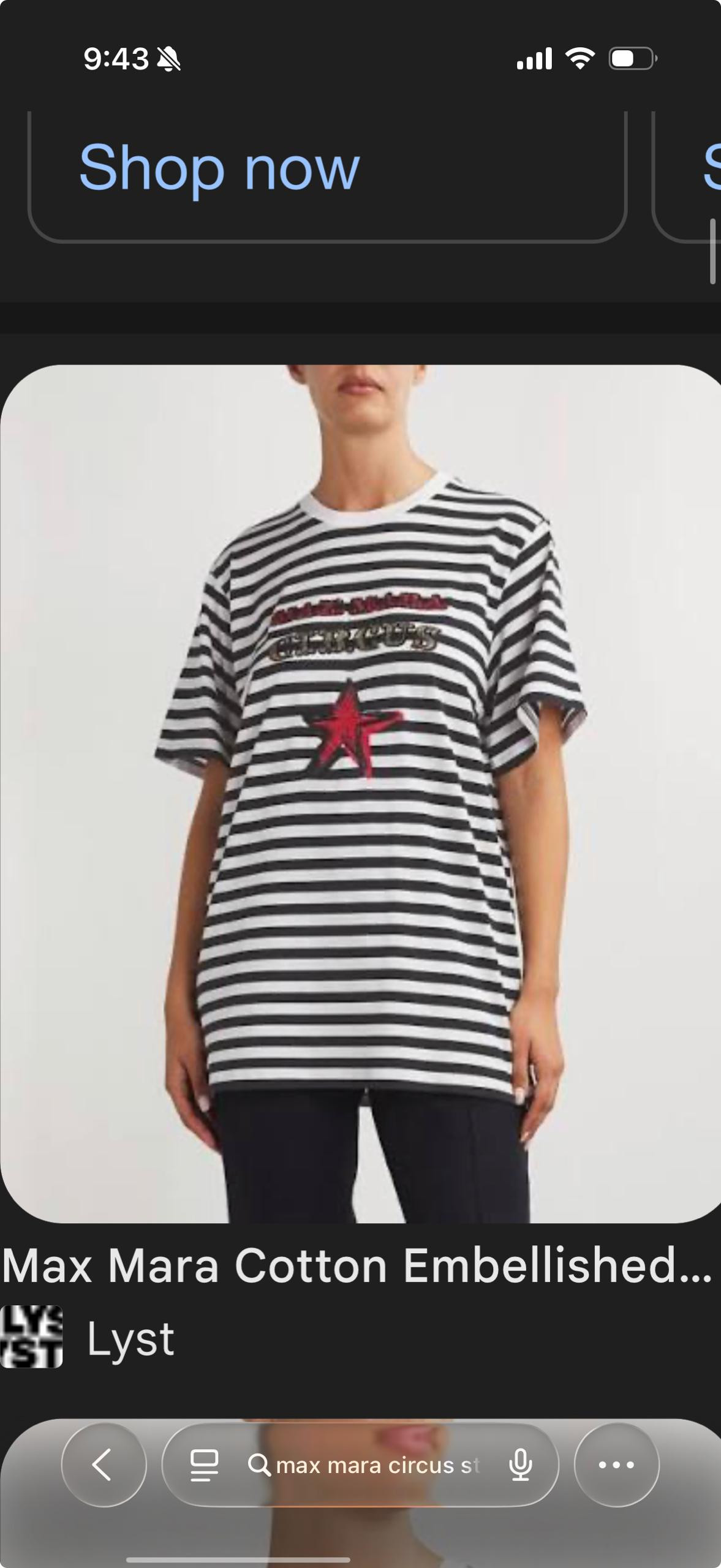 MaxMara Tshirt - Stripe - Size XS