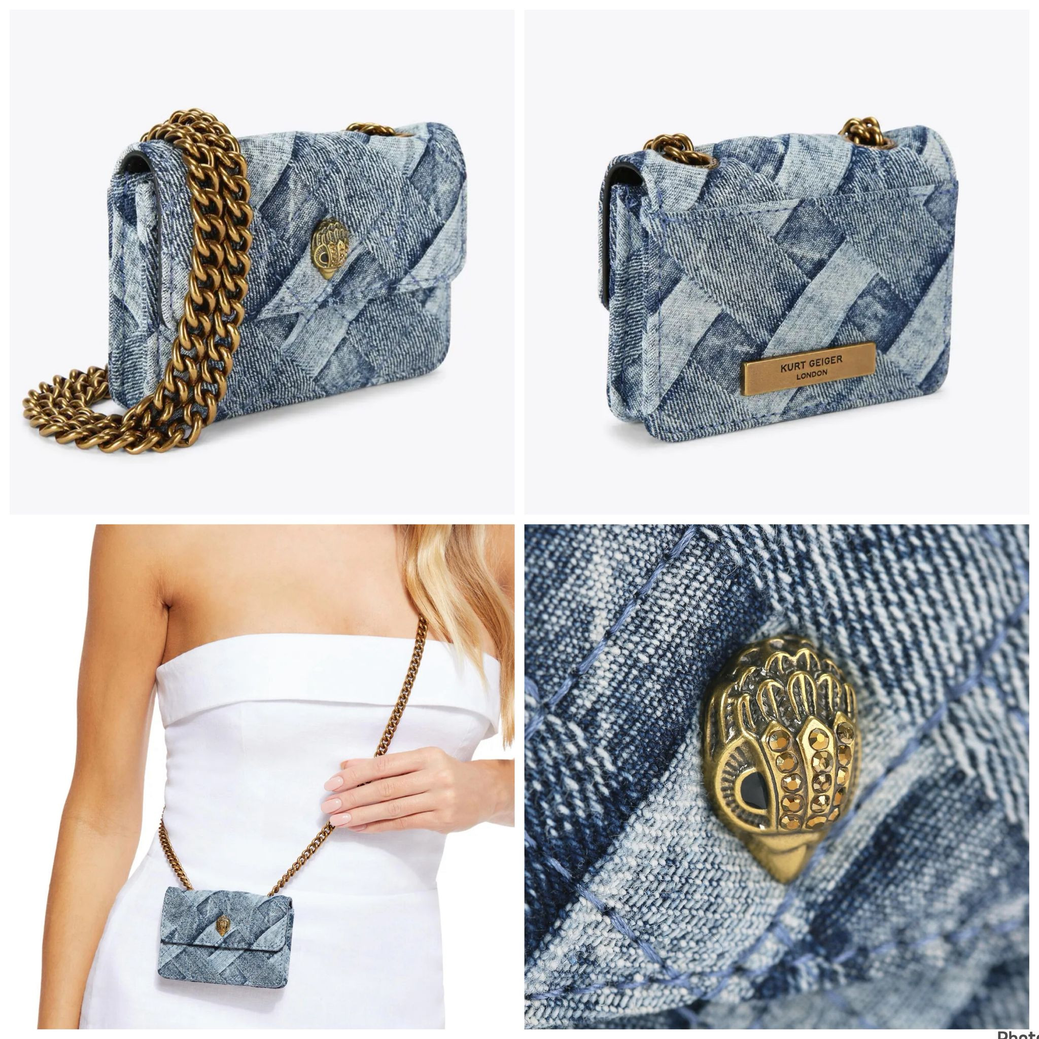 Kurt Geiger Micro Kensington Crossbody - Denim - 10 x 7 x 2 cm