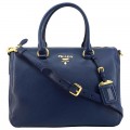 PRADA 1BB023 VITELLO PHENIX WITH LONG STRAP - BALTICO - MEDIUM