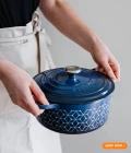 Le Creuset Signature Round Casserole - Hexagon Blue - 22cm