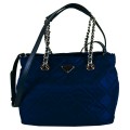 PRADA 1BG740 TOTE WITH LONG STRAP  - BLUETTE - MEDIUM