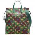 MCM DIETER MUNICH LION CAMO NYLON TOTE -  GREEN - MEDIUM WITH LONG STRAP