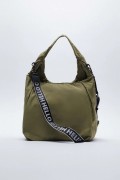 ZARA SHOULDER BAG/TOTE - KHAKI GREEN - 32 X 30 X 14 CM