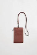 ZARA LEATHER MOBILE PHONE CASE AND WALLET - RUSSET ORANGE - 18 X 10 CM