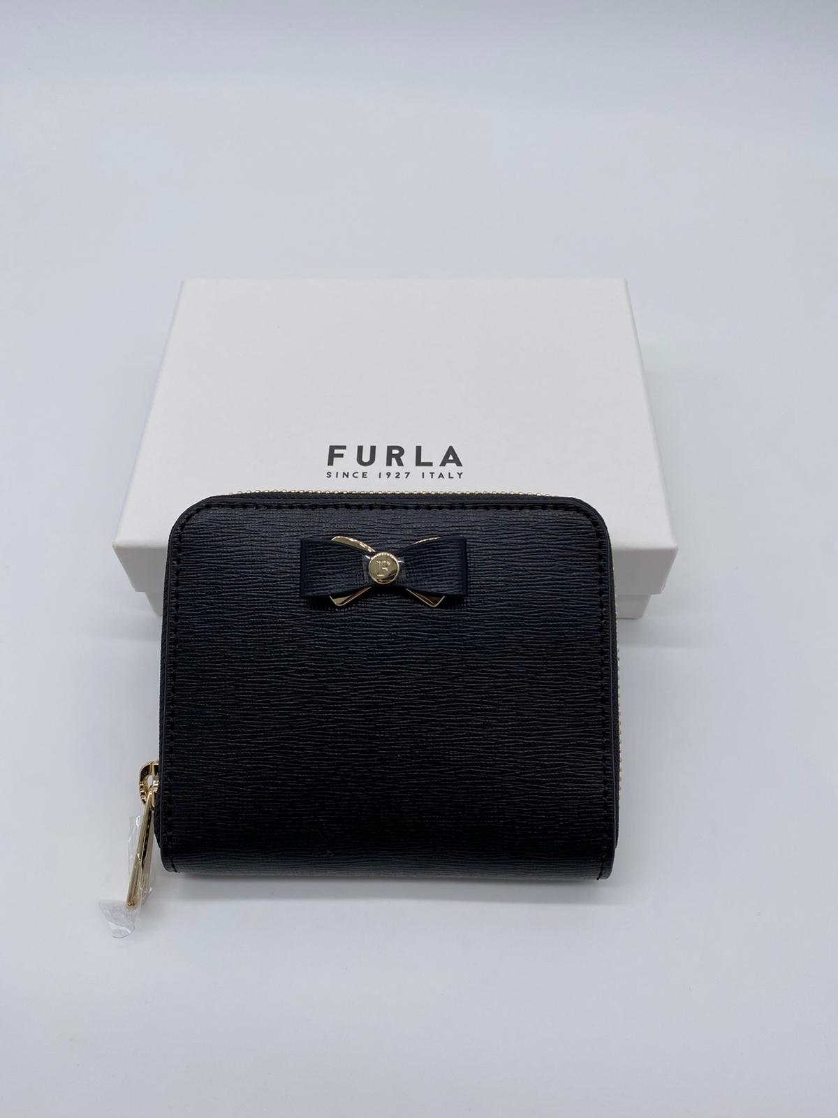 FURLA GLENDA ZIP AROUND 3D BOW PURSE - NERO / BLACK - SMALL