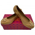 TORY BURCH CLAIRE ELASTIC BALLET 61551 - SAND / GOLD - SIZE US 8.5