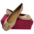 TORY BURCH BENTON 2 BALLET FLAT 64090 - SEA SHELL PINK/ GOLD - SIZE US 6.5