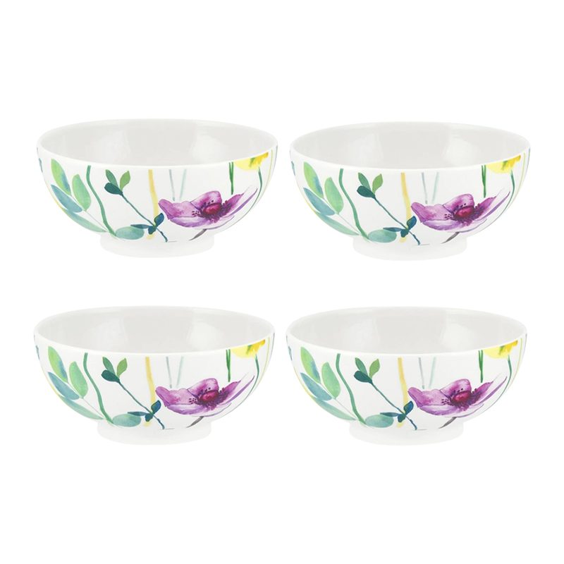 PORTMEIRION WATER GARDEN FOOTED BOWLS SET OF 4