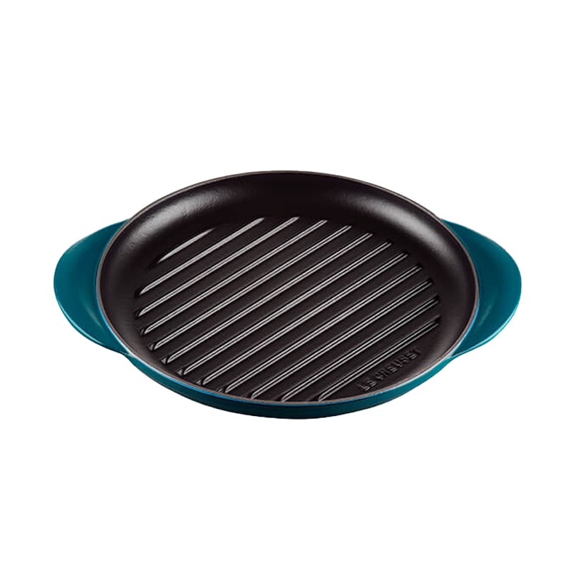 Le Creuset Cast Iron Round Grill - Deep Teal - 25cm