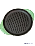 LE CREUSET CAST IRON ROUND GRILL - BAMBOO GREEN - 25 CM