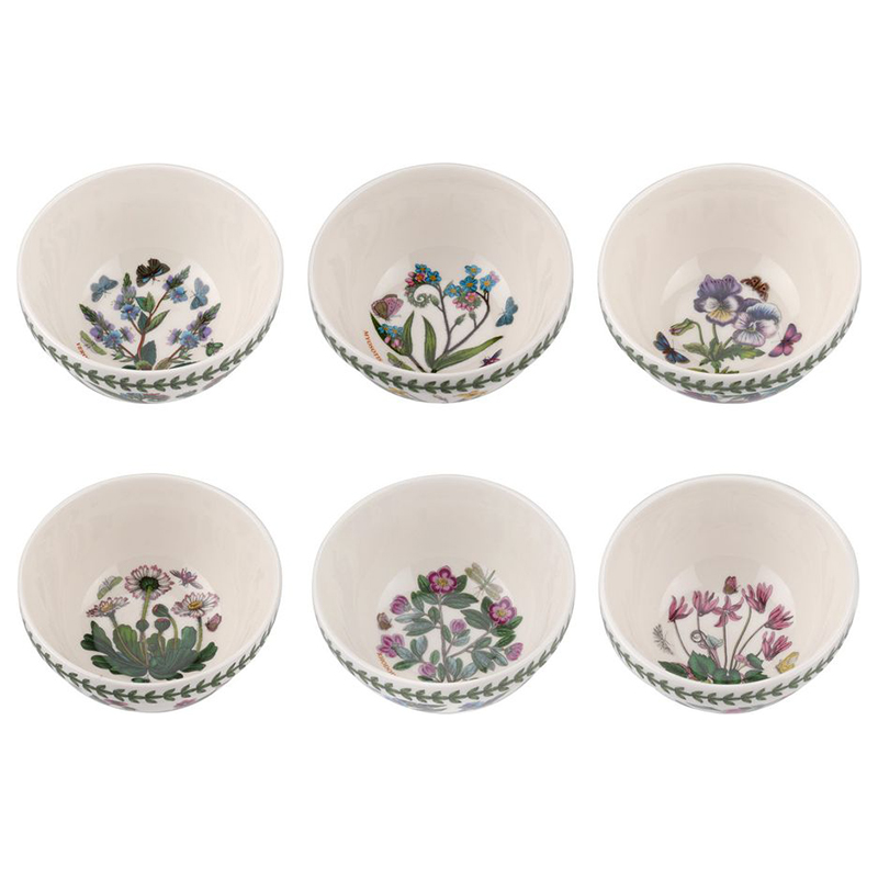 PORTMEIRION BOTANIC GARDEN SECONDS STACKING BOWL NO GUARANTEE OF FLOWER  7''  SET OF 6