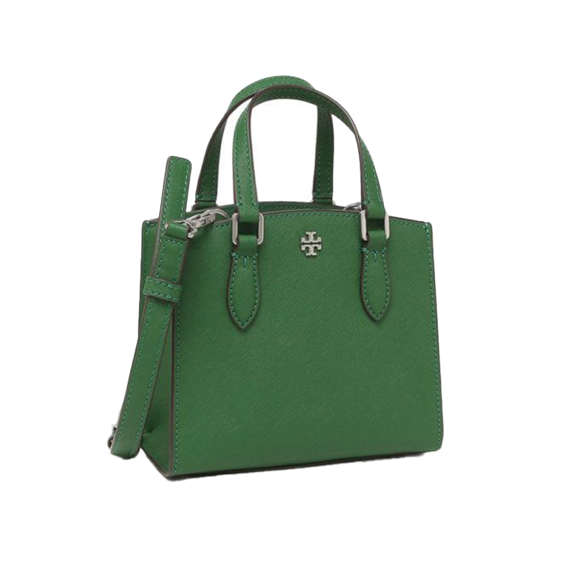 Tory Burch Green Saffiano Leather Large Emerson Top Zip Tote Tory