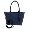 TORY BURCH THEA SMALL CONVERTIBLE TOTE WITH LONG STRAP - ROYAL NAVY -  55366