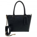 TORY BURCH THEA SMALL CONVERTIBLE TOTE WITH LONG STRAP - BLACK - 55366