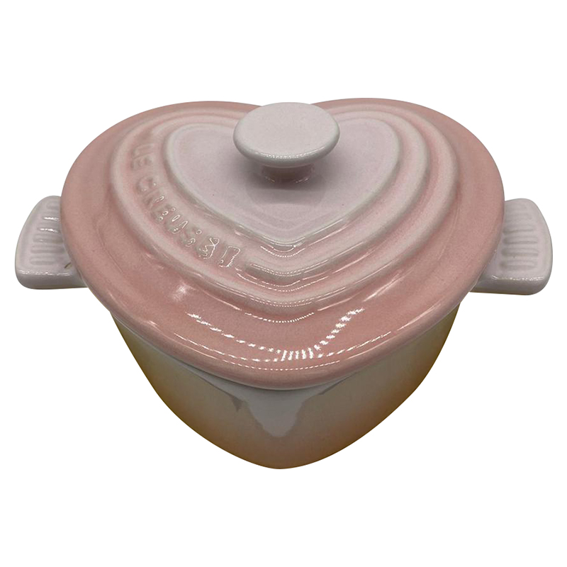 AzuraMart Le Creuset Petite Heart With Lid - Shell Pink - 250ml, 0.25L, 8OZ