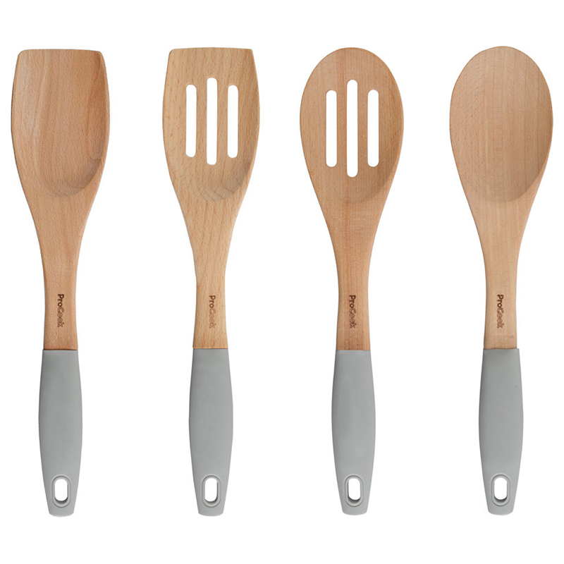 PROCOOK WOODEN UTENSIL SET - GREY - SET OF 4