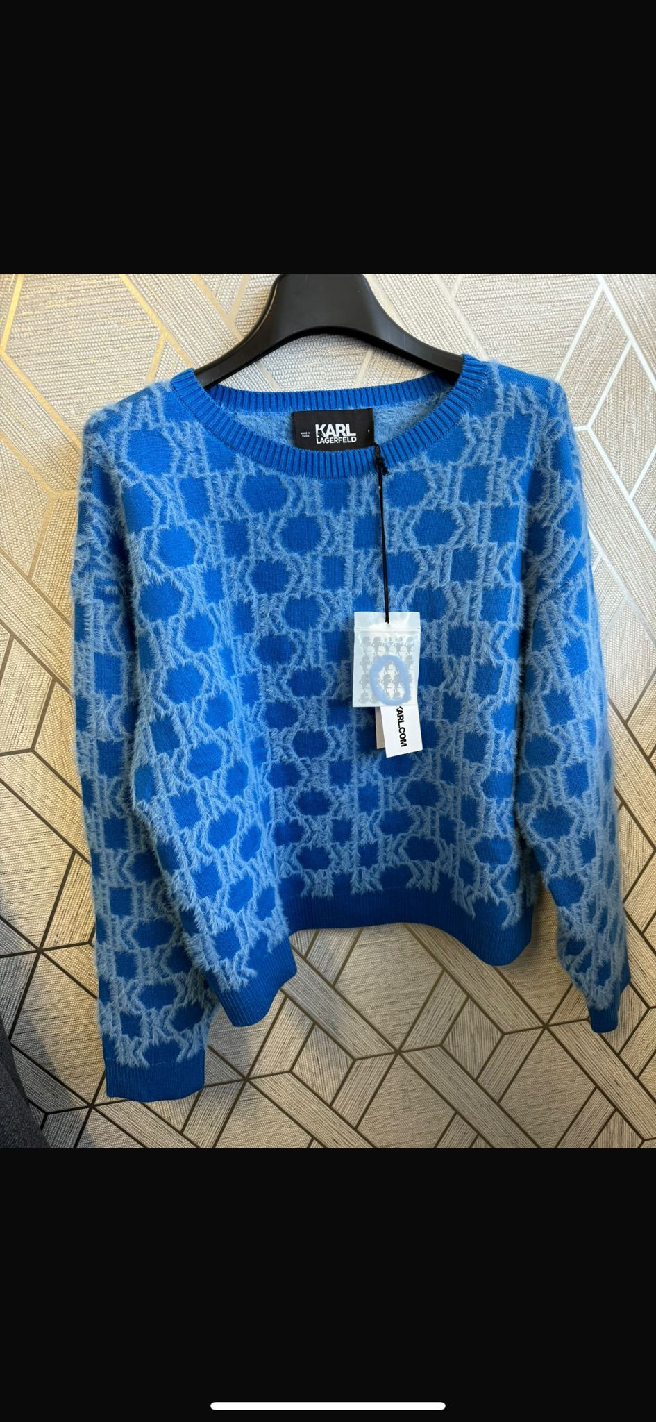 Karl Lagerfeld Monogram Fluffy Sweater - 24SW2002/Royal Blue - Size Xs