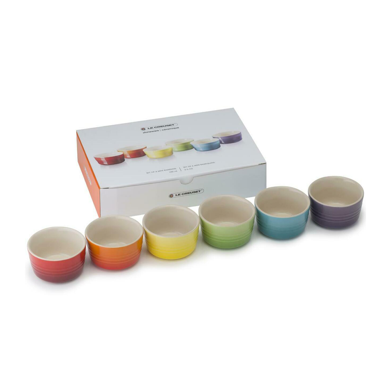 LE CREUSET SET OF 6 MINI RAMEKINS - CER, VOL, SOL, PALM, - 100ml