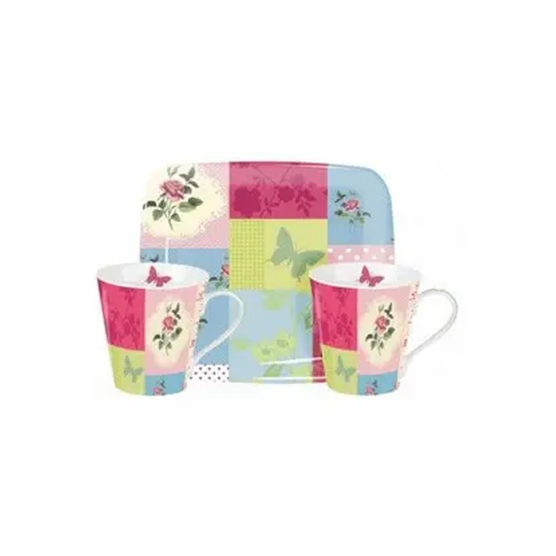 Portmeirion Mug & Tray Set - Patchwork - One Size