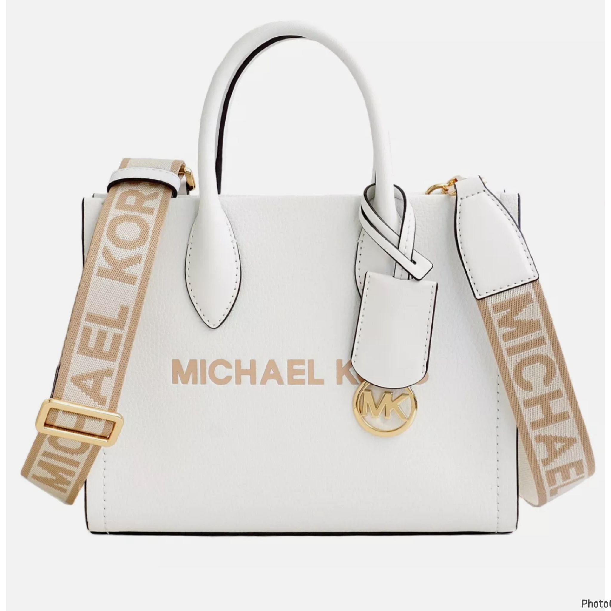 Michael Kors Mirella Top Handle with long strap - Optic White - 35S4G7ZC5L / 25 x 20 x 9 cm