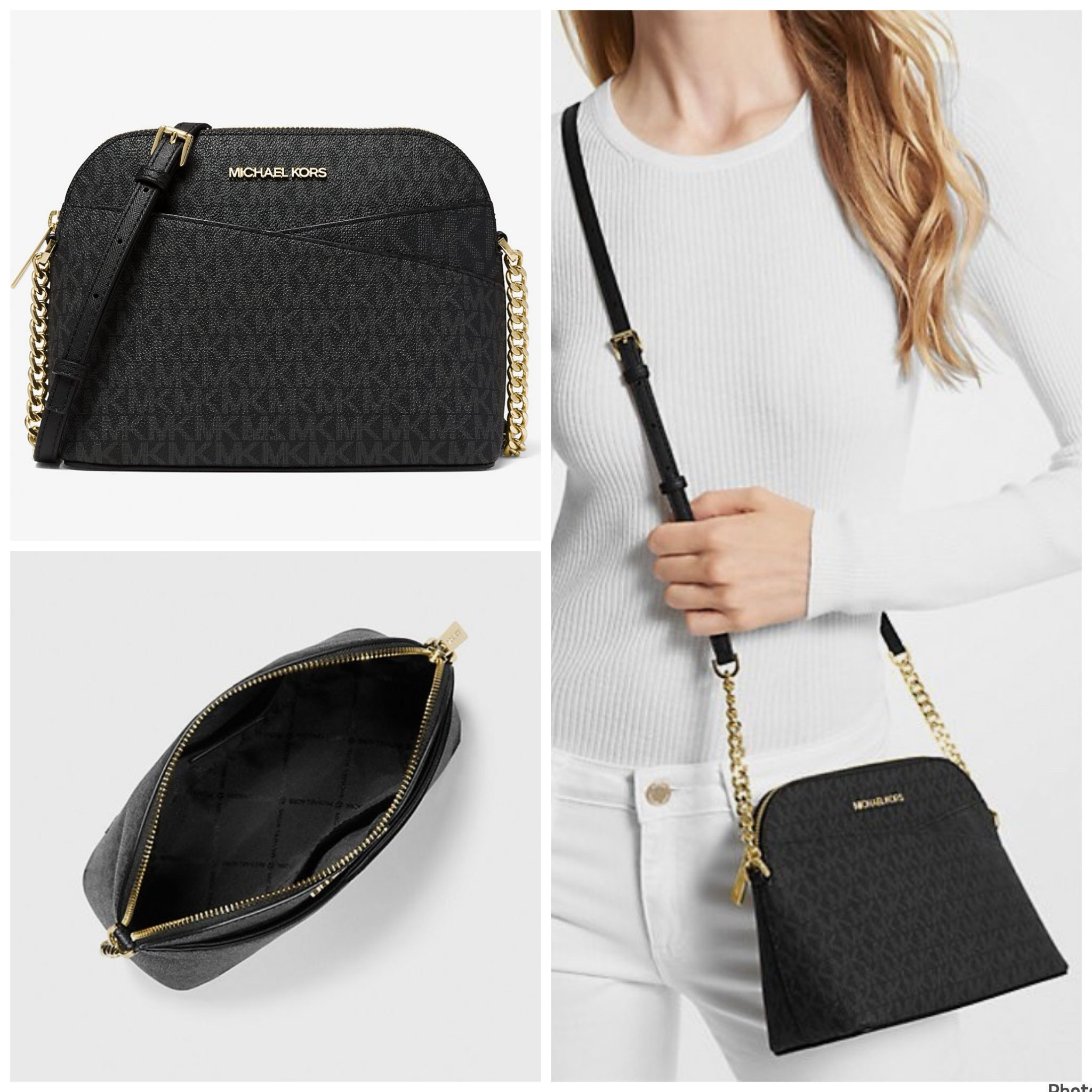 MICHAEL KORS JET SET DOME CROSSBODY - BLACK / 35F1GTVC6B - 23 X 17.5 X 9 CM