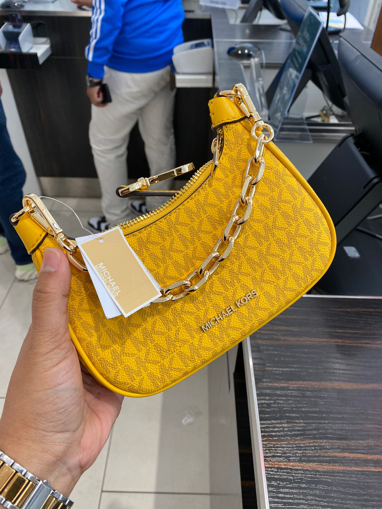 Michael Kors Mini Zip Pouchette/Crossbody - Jasmine Yellow - 35R3G4CC5B / Mini