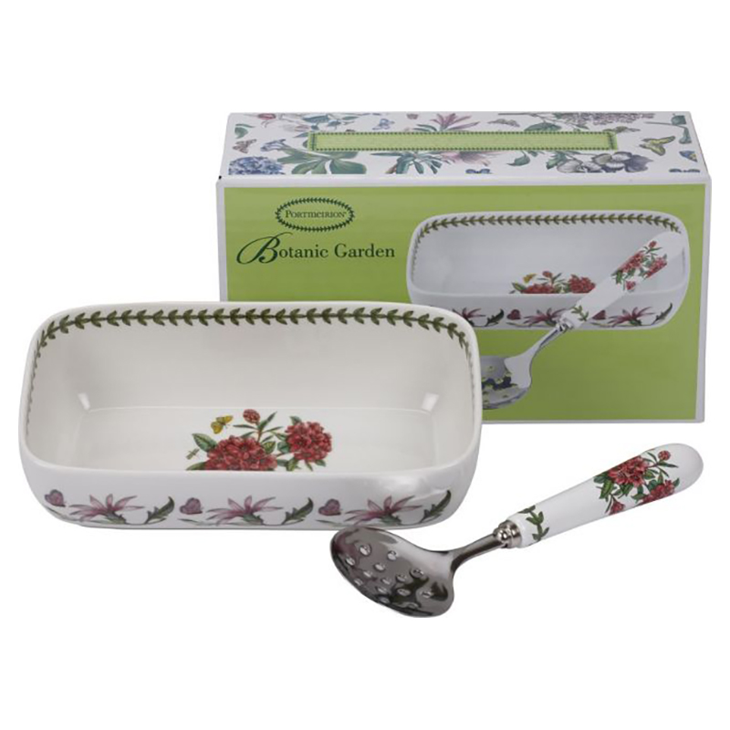 PORTMEIRION SAUCE DISH WITH SLOTTED SPOON