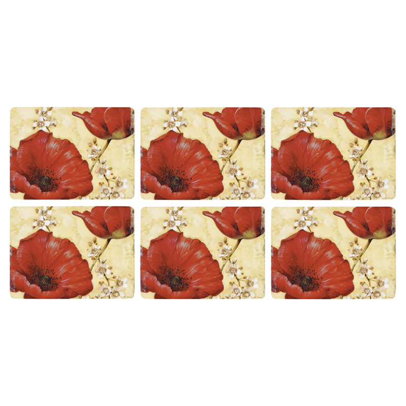 PORTMEIRION PLACEMATS - POPPY DE VILLENEUVE - SET OF 6