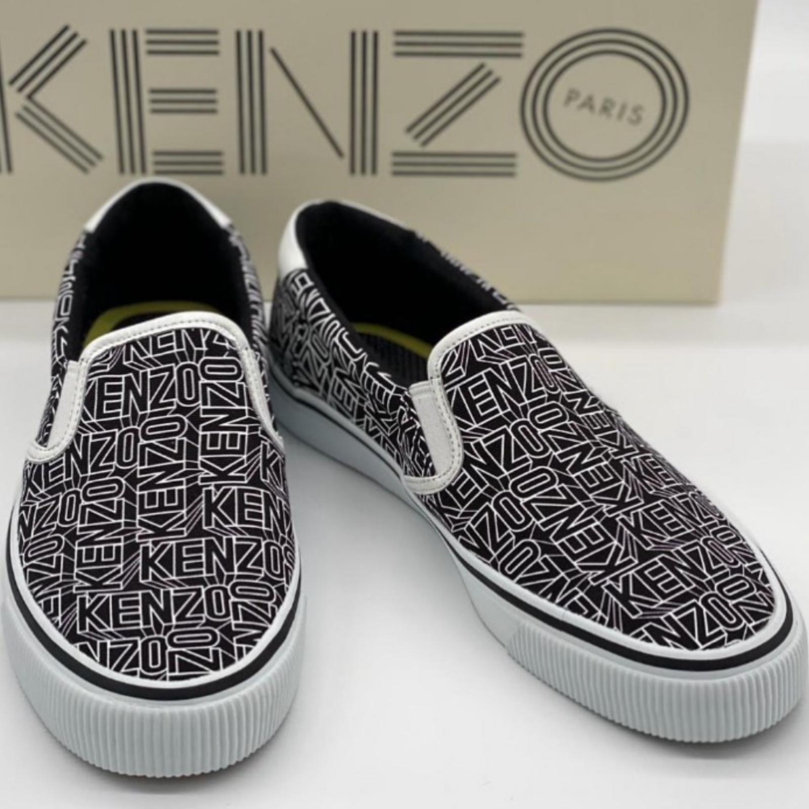 KENZO SLIP ON BASKET LISENCE LOW CUT - BLACK/WHITE - EUR 43/UK9